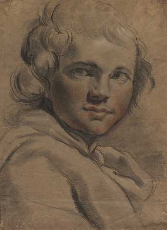 一个年轻人的头（前面）`Head of a Young Man (recto) (1780s) by Gaetano Gandolfi