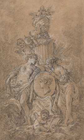 设计葬礼纪念碑`Design for a Funeral Monument (c. 1767) by François Boucher