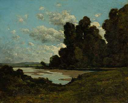 河卢瓦尔斯在讷韦尔`The River Loire at Nevers (1901) by Henri-Joseph Harpignies