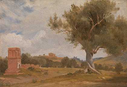 在西西里岛的Girgenti与Concord和Juno寺庙的看法`A View at Girgenti in Sicily with the Temple of Concord and Juno by Charles Lock Eastlake