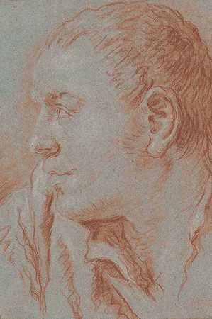 一个年轻人的头部`Head of a Young Man in Profile by Giovanni Battista Tiepolo
