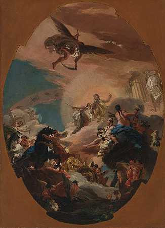 阿波罗和Phaëthon.`Apollo and Phaëthon (circa 1731) by Giovanni Battista Tiepolo