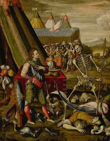 `The Dialogue of the Prince with Death, Allegory of the Horrors of War by Antoine Caron