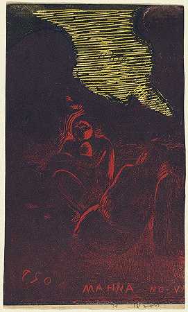 `Mahna no Varua Ino (The Demon Speaks) (1894~1895) by Paul Gauguin