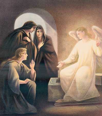 `The angels in the sepulchre (1905) by Stecher Litho. Co