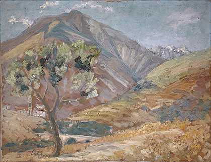 科西嘉山脉的橄榄树`Olive in the Corsican Mountains (1912) by Ernst Schiess