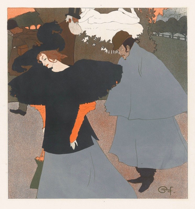 `Dame op straat gevolgd door een heer (1897) -