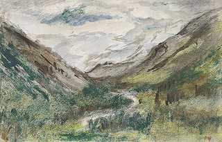 山丛生的山谷`Dal met begroeide bergen (1834 1911) by Jozef Israëls 