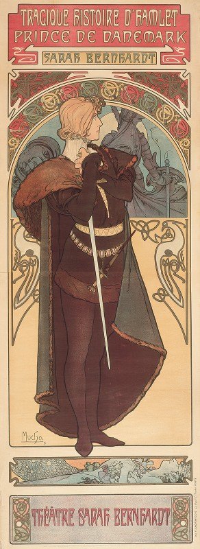 哈姆雷特`Hamlet (1899) by Alphonse Mucha