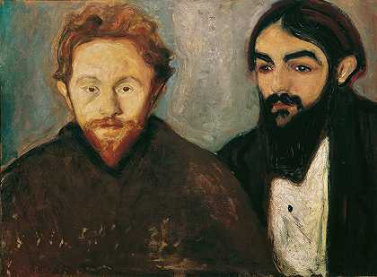 画家保罗·赫尔曼和医生保罗·康塔德`Der Maler Paul Herrmann und der Arzt Paul Contard (1897) by Edvard Munch
