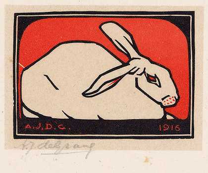 躺着的兔子`Liggend konijn (1916) by Julie de Graag