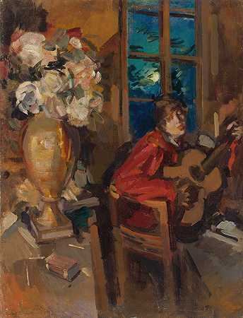 夜曲`Evening Serenade (1916) by Konstantin Alexeevich Korovin