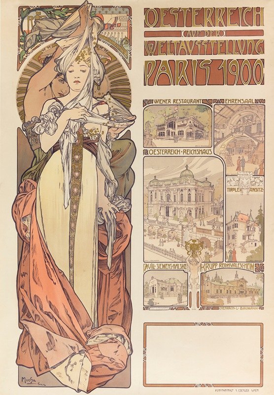 1900年在巴黎世界博览会上的奥地利`Österreich auf der Weltausstellung Paris 1900 (1899) by Alphonse Mucha
