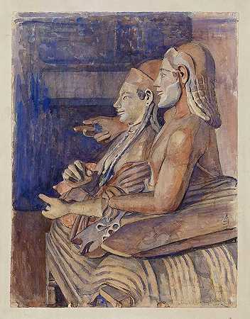 卢浮宫的伊特鲁里亚萨科法格`Etruskisk Sarkofag I Louvre (1928) by Marie Henriques