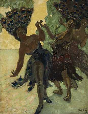 正切负片`Tanzende Negerinnen (1904) by Leo Putz