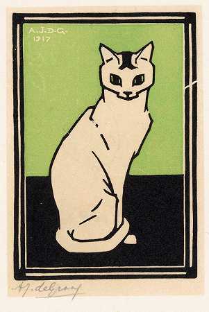 坐着的猫`Zittende kat (1917) by Julie de Graag