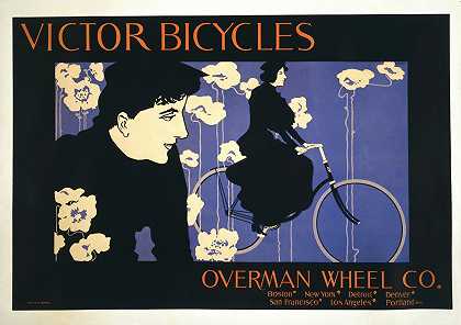 维克多自行车奥夫曼车轮公司`Victor Bicycles Overman Wheel Co (1896) by Will Bradley