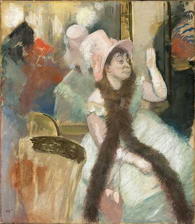 化妆舞会后的肖像（迪茨·蒙宁夫人肖像）`Portrait after a Costume Ball (Portrait of Madame Dietz Monnin) (1879) by Edgar Degas