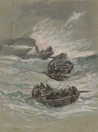 海难`The Shipwreck (c. 1880) by Elihu Vedder