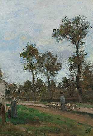 卢韦西安公路`Route À Louveciennes (circa 1870) by Camille Pissarro