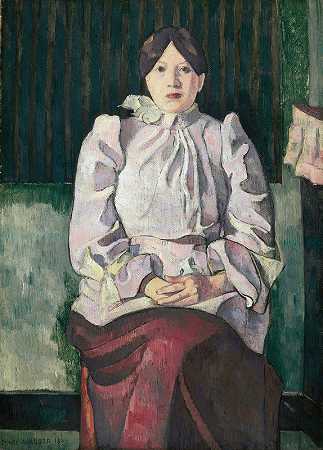 玛丽·莱马森肖像`Portrait of Marie Lemasson (1892) by Emile Bernard