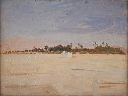 撒哈拉沙漠（沙漠中的锡罗科）`Sahara (The Sirocco in the Desert) (1909) by Jan Ciągliński