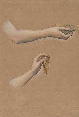 武器研究秋天的节奏`Study of Arms for ;The Cadence of Autumn (1905) by Evelyn De Morgan