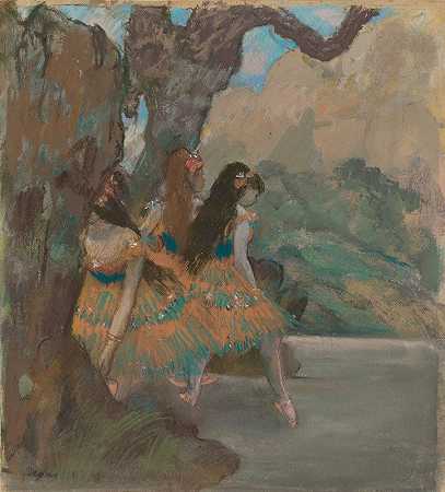 芭蕾舞者`Ballet Dancers (c. 1877) by Edgar Degas