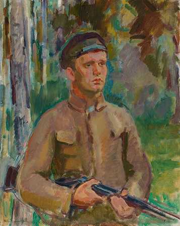 亨特（森林管理员甘纳·阿恩基尔）`Hunter (forester Gunnar Arnkil) (1919) by Magnus Enckell