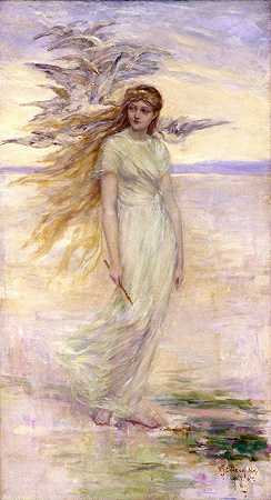 维京人她女儿`The Vikings Daughter (1887) by Frederick Stuart Church