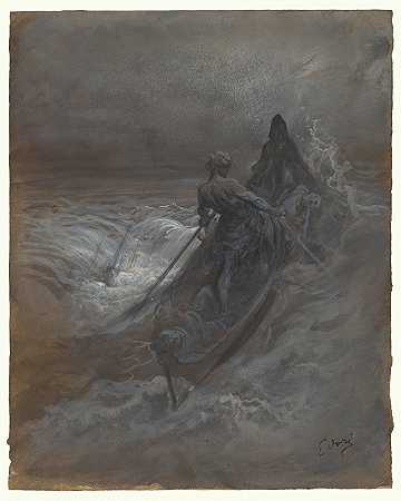 海难之后——柯勒律治插图设计这是古代水手的雾凇`After the Shipwreck – Design for an Illustration of Coleridges The Rime of the Ancient Mariner (about 1875) by Gustave Doré