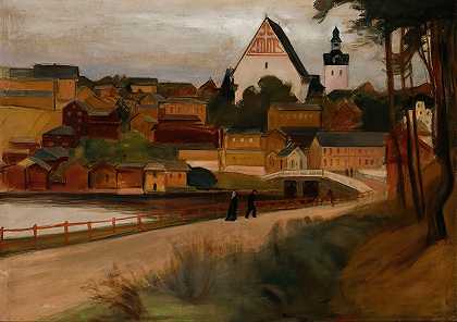 波沃的视角`Näköala Porvoosta (1899) by Magnus Enckell
