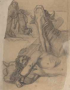 战争素描，亚眠皮卡迪博物馆的绘画`
Sketch for War, painting in the Museum of Picardy at Amiens (ca. 1861)  by Pierre Puvis de Chavannes