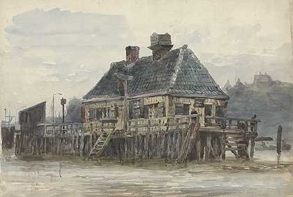 码头上的房子`Huis op een steiger (1834 1893) by Willem Anthonie van Deventer