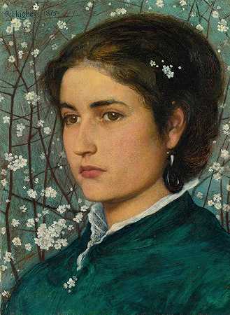 年轻的美女`A Young Beauty (1875) by Edward Robert Hughes