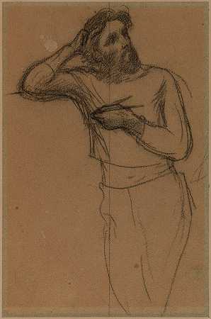 一个穿正装的男人，直到跪下`Homme vêtu de face, vu jusquaux genoux (1888~1891) by Pierre Puvis de Chavannes