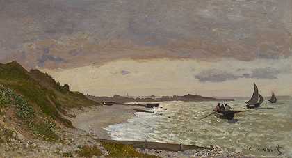 圣阿迪斯海滨`The Seashore at Sainte Adresse (1864) by Claude Monet