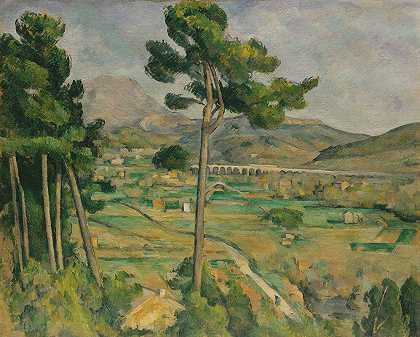 圣维克托山和阿尔克河谷高架桥`Mont Sainte~Victoire and the Viaduct of the Arc River Valley (1882–85) by Paul Cézanne
