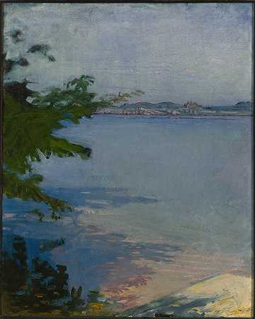 新罕布什尔州都柏林池塘`Dublin Pond, New Hampshire (1894) by Abbott Handerson Thayer