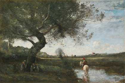 白马溪`Le Ruisseau Au Cheval Blanc by Jean-Baptiste-Camille Corot