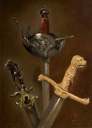 三剑`Three Swordhilts (1839) by Sir John Everett Millais