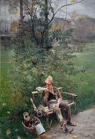 画家学徒`A Painters Apprentice (1890) by Jacek Malczewski