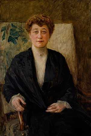 佐菲亚·多利恩斯卡·涅西奥夫斯卡肖像`Portrait of Zofia Dolińska née Niesiołowska (1906) by Teodor Axentowicz