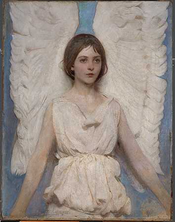 天使`Angel (1887) by Abbott Handerson Thayer