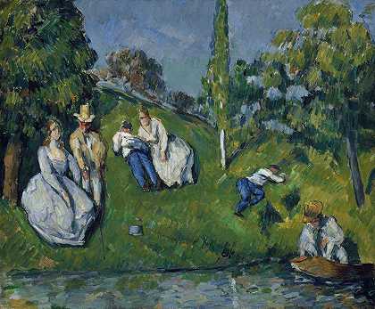 池塘`The Pond (circa 1877) by Paul Cézanne