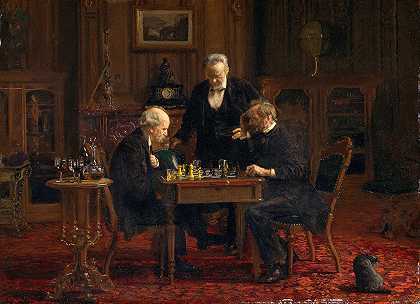 棋手们`The Chess Players (1876) by Thomas Eakins