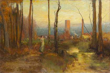 磨坊溪，新泽西州蒙特克莱尔`The Mill Stream, Montclair, New Jersey (c. 1888) by George Inness