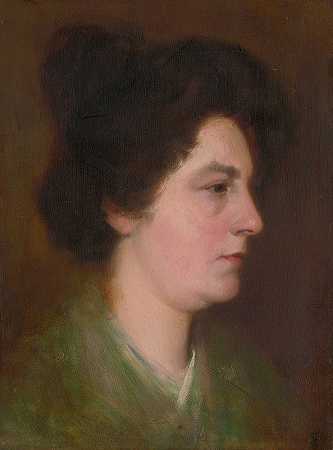 女性的头部研究`Head Study of a Woman (1900) by Ľudovít Pitthordt