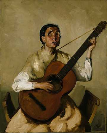 盲人西班牙歌手`Blind Spanish Singer (1912) by Robert Henri