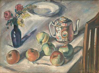 苹果的静物画`Still Life With Apples (1915) by Emile Othon Friesz